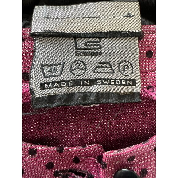 Vtg Pink Black Polka Dot Silver Metallic Maxi Dress with Belt by Lapidus Sweden - Picture 9 of 10